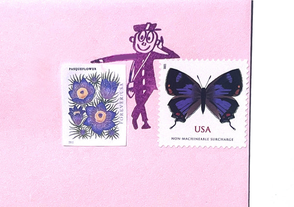 Mr Zip Leaning Rubber stamp