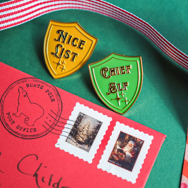 Christmas enamel badges  Chief elf