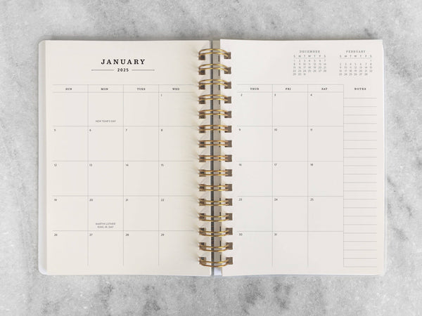 12-Month Planner, Charcoal Bookcloth