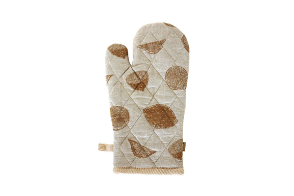 Single Oven Glove Lemons print Yellow