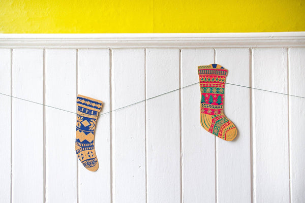 FESTIVE STOCKINGS SEWN GARLAND
