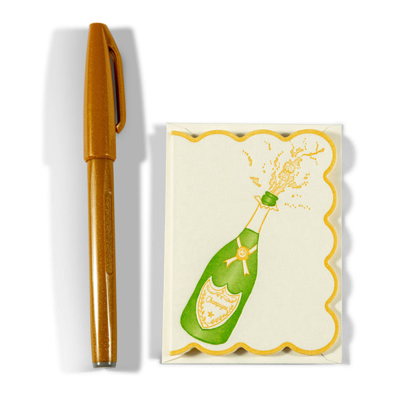 Mini Letterpress Enclosure Card | Champagne Bottle