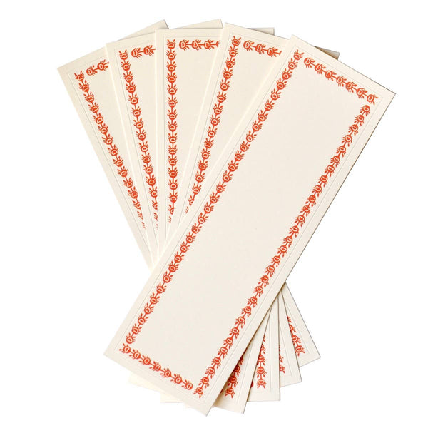 Five Long Self Adhesive Labels with Tomato border