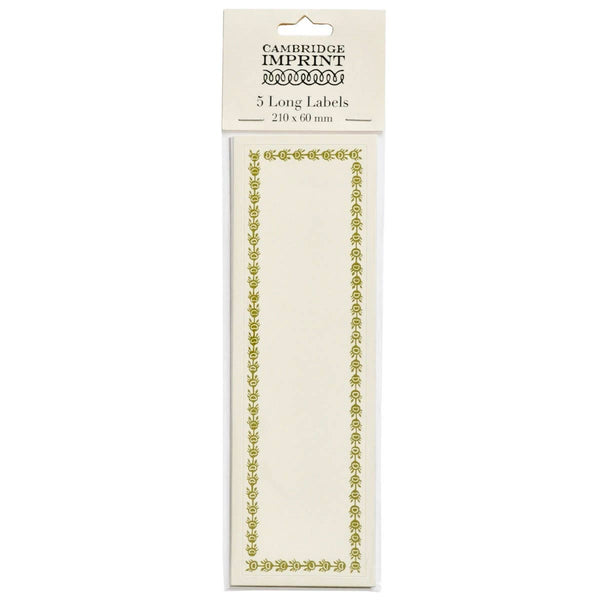 Five Long Self Adhesive Labels with Bawden Green border