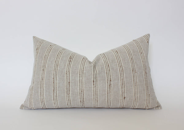 Neutral Striped Lumbar Pillow Cover, Beige Pillow | Landyn