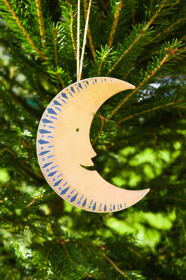 GOLDEN MAN ON THE MOON BOARD ORNAMENT