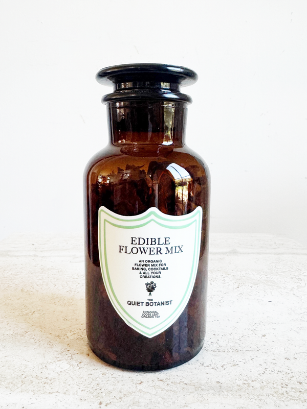 Organic Edible Flowers in 16oz Reusable Glass Beaker