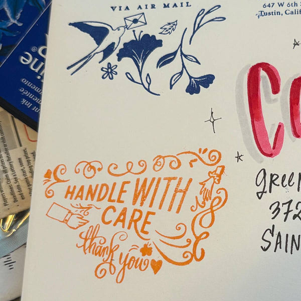 Handle with Care Rubber Stamp for Packaging & Mail