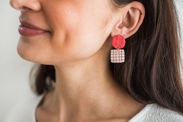 Lattice Earrings - In Poppy