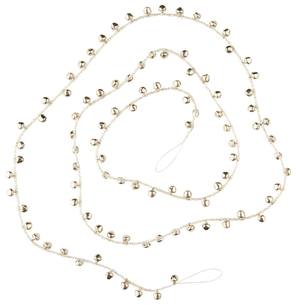 Shiny silver mini jingle bell/glass bead garland