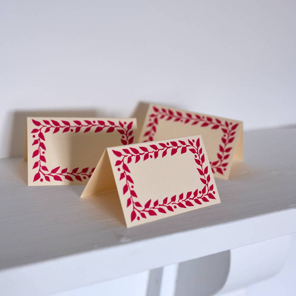 Pack of Twelve Raspberry Place Cards