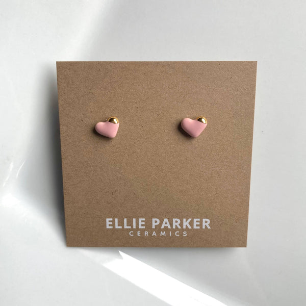 Heart Pink Ceramic Stud Earrings