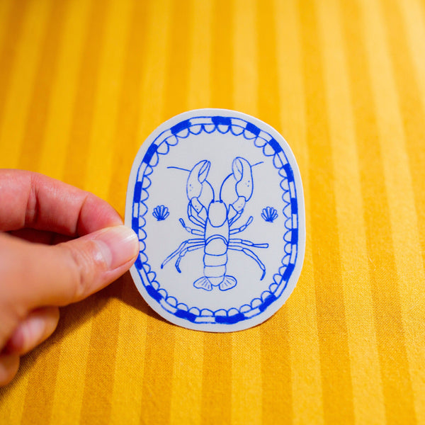 Coastal Lobster Sticker - Blue
