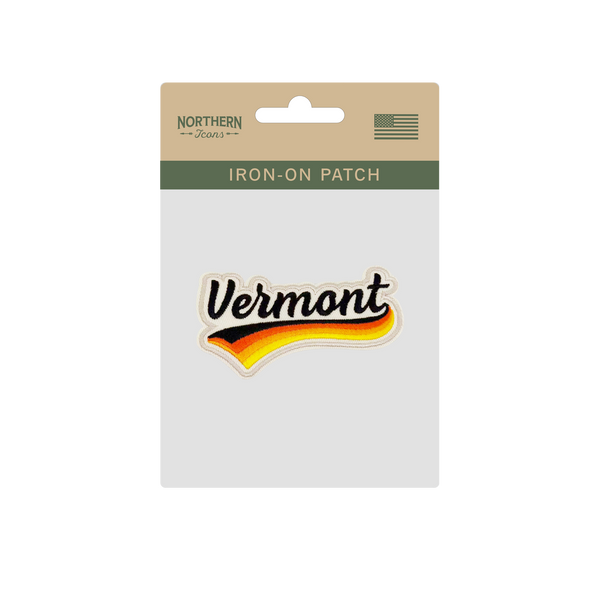 Vermont Retro Script Embroidered Patch Vintage Typography Travel Souvenir