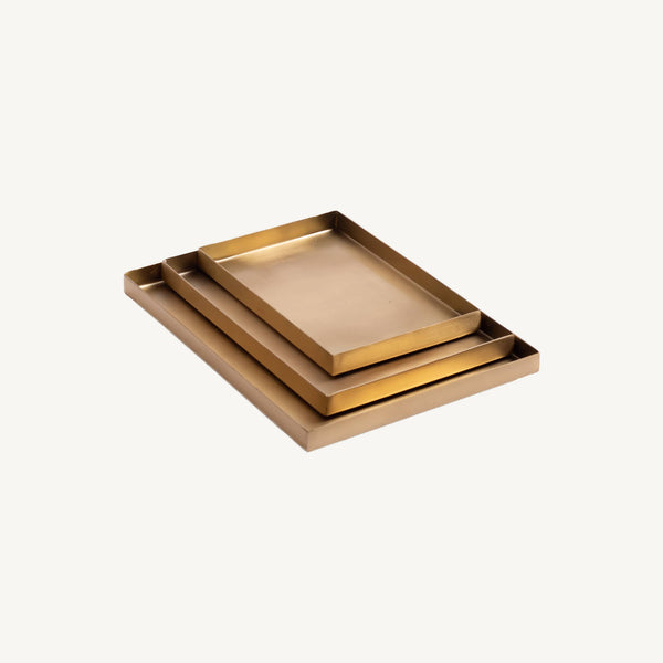 Brass Rectangular Tray Set of 3