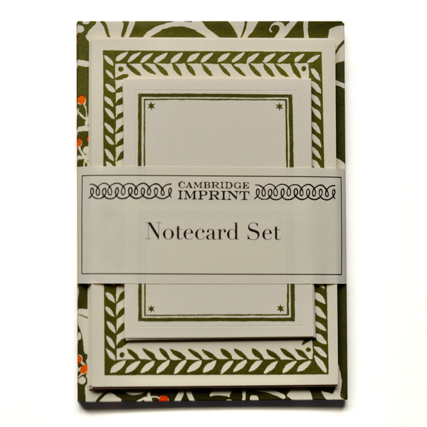 Set of Notecards and Envelopes Ivy Swamp Green and Orange