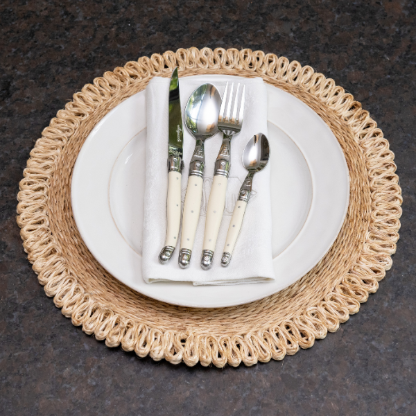 Jean Dubost 24 Pc Everyday Flatware Set Ivory