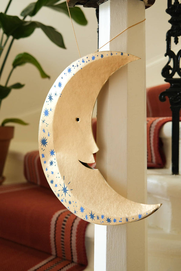 LARGE SHIMMERING MAN ON THE MOON BOARD DECORATION