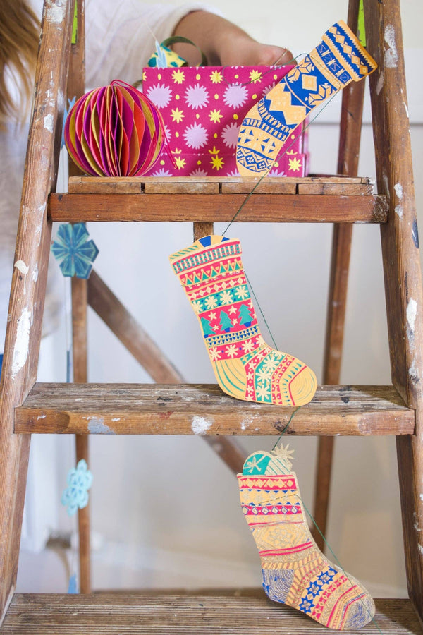 FESTIVE STOCKINGS SEWN GARLAND