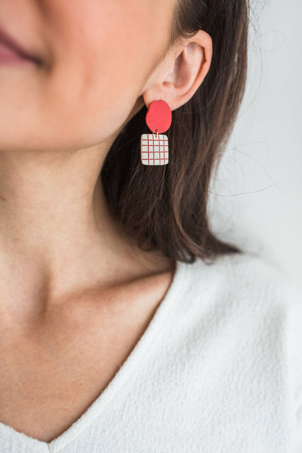 Lattice Earrings - In Poppy