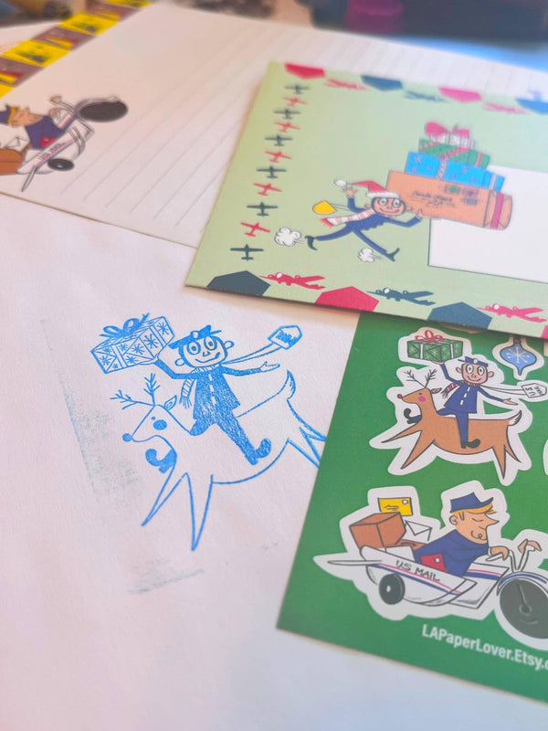Mr. Zip Christmas Rubber Stamp for Holiday Mail & Crafts