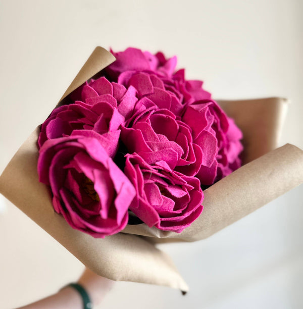 Peony Felt Flower (Magenta)