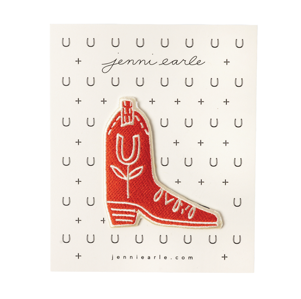 "lucky boot" woven patch