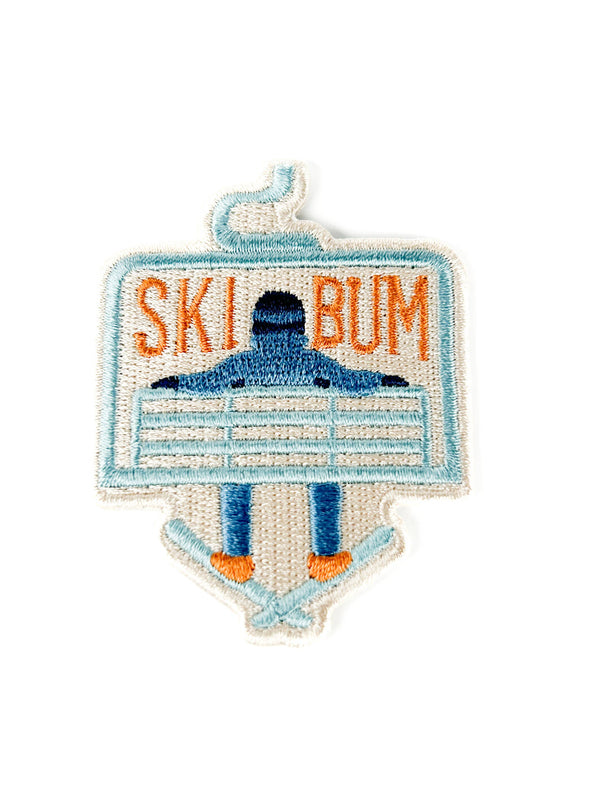 Ski Bum Embroidered Patch Skiing Iron On for Jacket Hat Tote