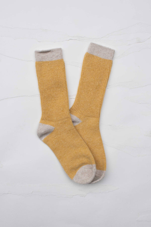 Cozy Two-Tone Wool & Cashmere Blend Ribbed Crew Socks