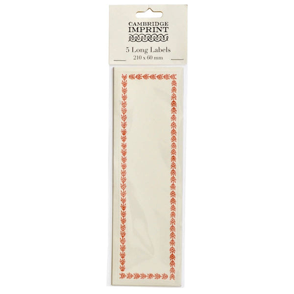 Five Long Self Adhesive Labels with Tomato border