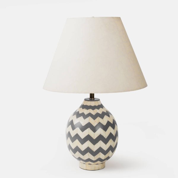Grey Herringbone Table Lamp