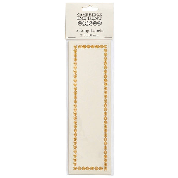 Five Long Self Adhesive Labels with Mustard border