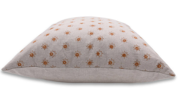 Pure Linen Block Print Boho Cushion Cover -  Happy Bloom