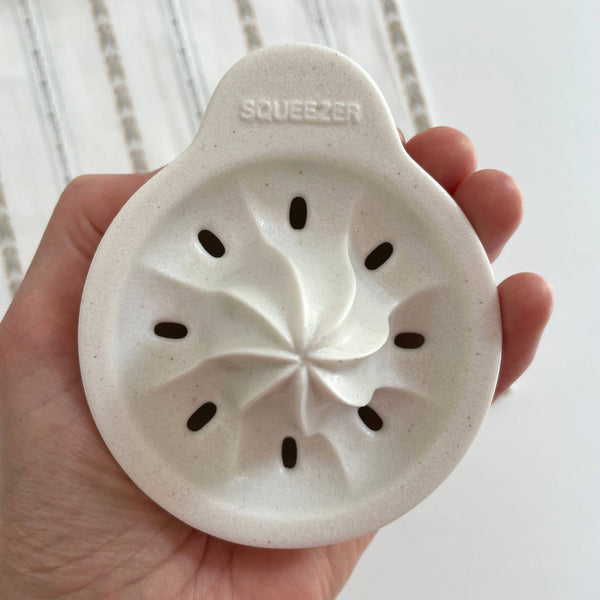 Japanese hand citrus juicer squeezer white ceramic pottery