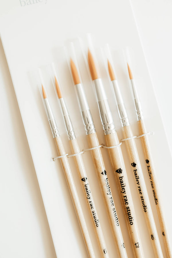 Round Tip Watercolor Brush Set -- 6 piece