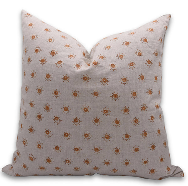 Pure Linen Block Print Boho Cushion Cover -  Happy Bloom
