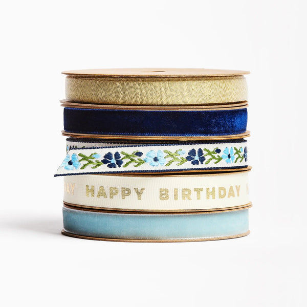 Set of 5 Blues Birthday and Celebration Ribbons
