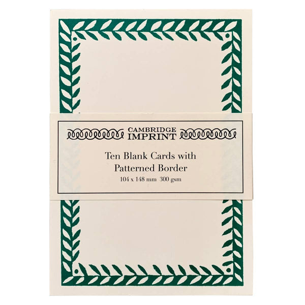 10 Postcards with Patterned Border in Bottle Green