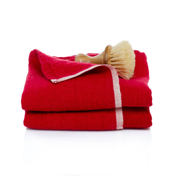 Chunky Linen Red Towels 20x30 - Set of 2
