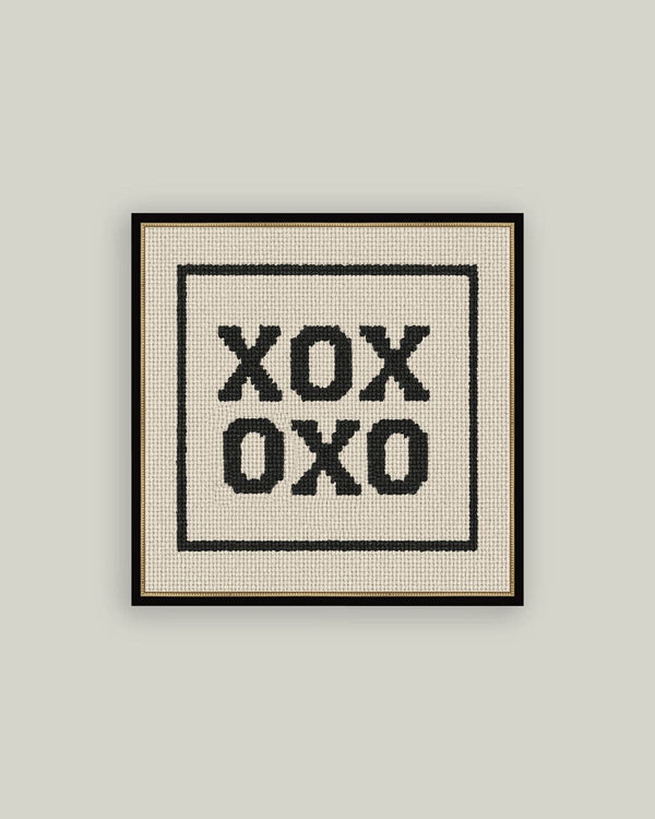 Cross Stitch XOXO Framed Antique Print