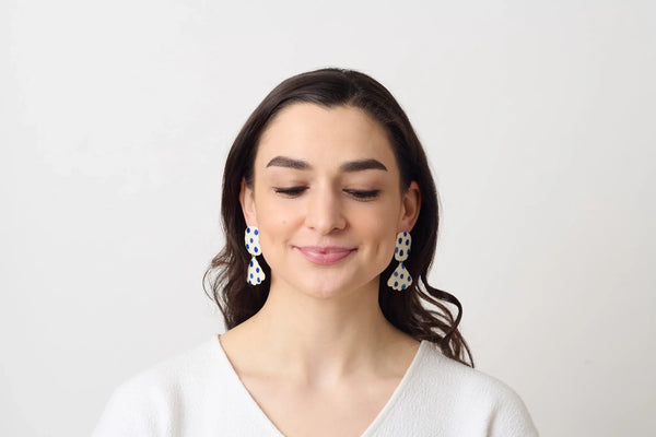 Twist and Shout Earrings - Blue Dot