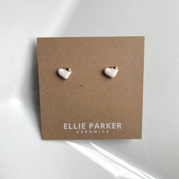 Heart White Ceramic Stud Earring