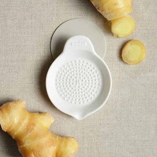Japanese ginger grater neutral cream ceramic pottery round