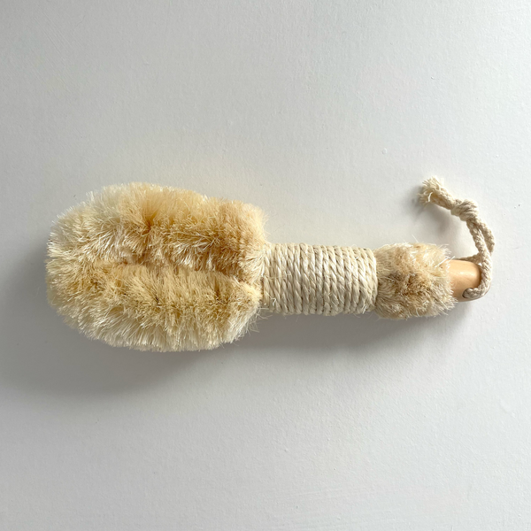 Natural eco sisal 9" dry body brush with wood handle