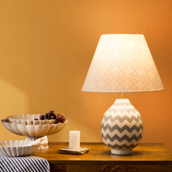 Grey Herringbone Table Lamp
