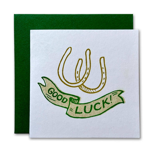 Good Luck Horse Shoes Risograph Tiny Card
