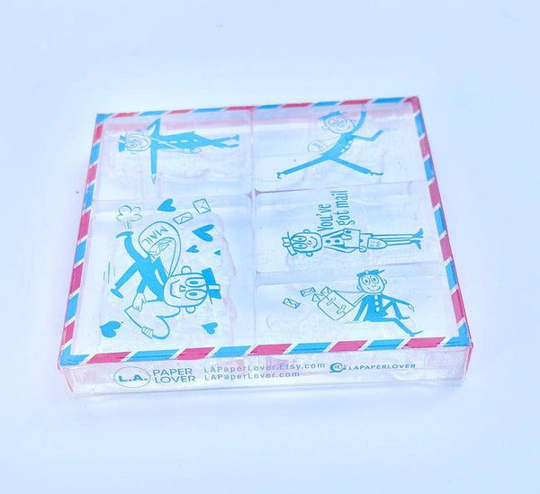 Mr Zip Stamp Set 5 pieces clear acrylic stamps journal decor