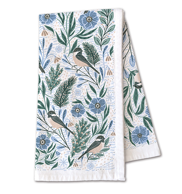 Winter Retreat Tea Towel – Cozy Seasonal Design