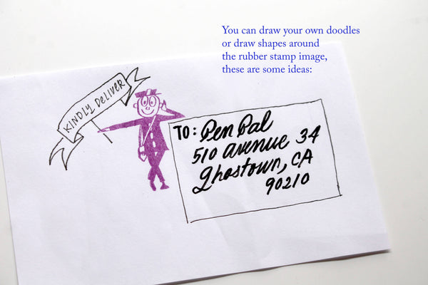 Mr Zip Leaning Rubber stamp