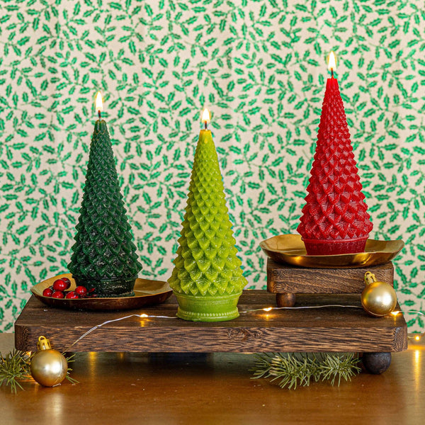 Accent Sculpted Tree Candle - Winterberry Frost